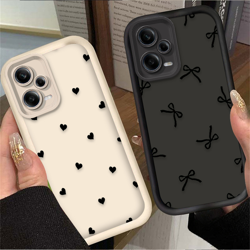 Xiaomi Redmi Note 14 - Black Love Heart Bowknot Phone Case
